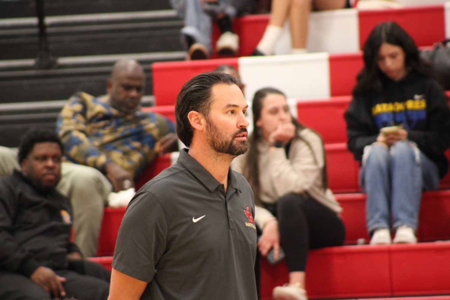 JSerra boys basketball coach Keith Wilkinson against Eastvale Roosevelt on Nov. 28, 2023.